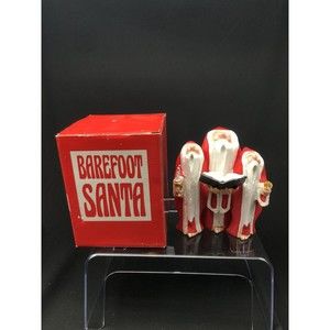 Dept 56 Barefoot Santa Christmas Choir Trio Songbook Bell Candlestick